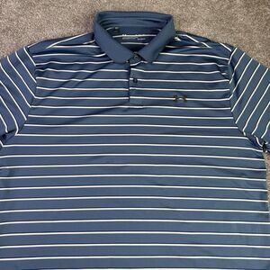 Under Armour Shirt Men’s XL Blue Striped Performance Heat Gear Golf Polo